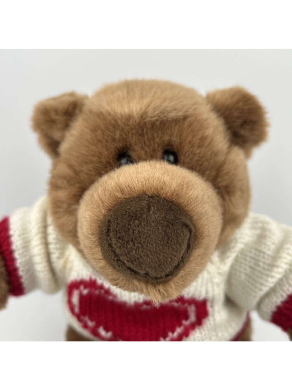 GUND vintage 1999 LOVEY BEAR Heart Sweater Felt Hearts 13 Inch Brown Plush 1085 - Picture 6 of 16